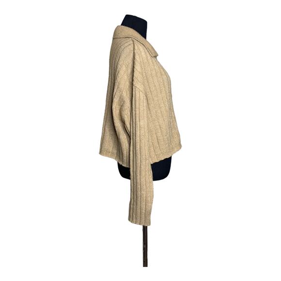 A new day beige buttoned long sleeves collared buttoned cardigan size Medium - Picture 4 of 8